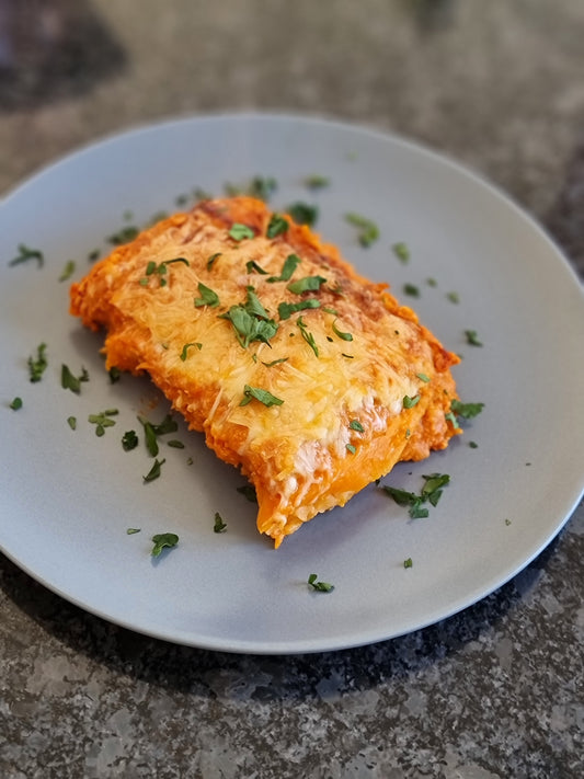 Süßkartoffel-Tofu-Lasagne mit Béchamel